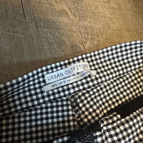 Urban Outfitters Susie High-Waisted Zip-Front Gingham‎ Pants Size 6 - Picture 3 of 6